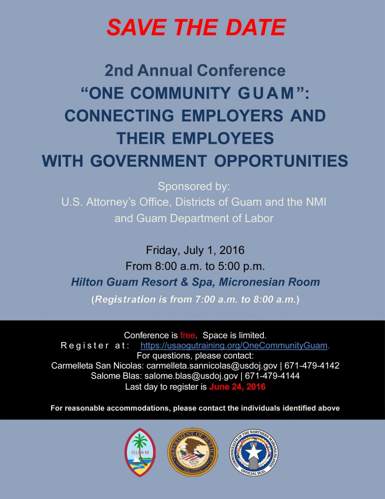 2nd Annual One Community GUAM (July 1 2016) Flyer